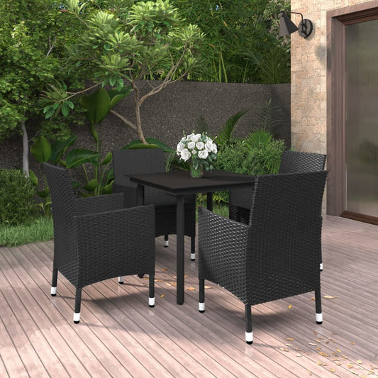 Set da Pranzo da Giardino 5 pz con Cuscini Polyrattan e Vetro - homemem39