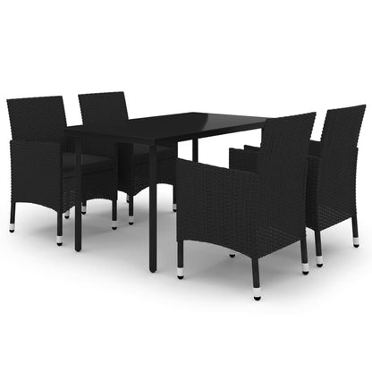 Set da Pranzo da Giardino 5 pz con Cuscini Polyrattan e Vetro | homemem39