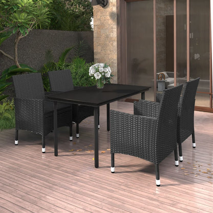 Set da Pranzo da Giardino 5 pz con Cuscini Polyrattan e Vetro | homemem39