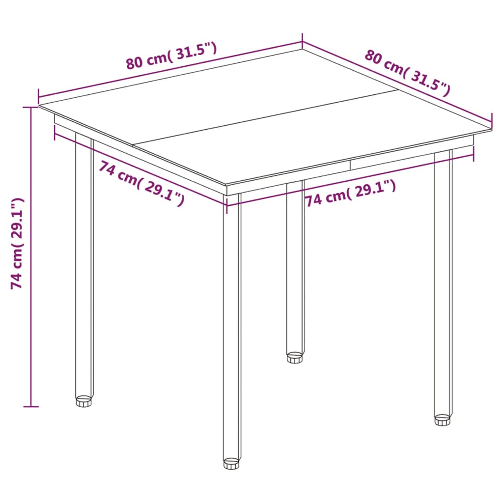 Set da Pranzo da Giardino 5 pz con Cuscini Polyrattan e Vetro