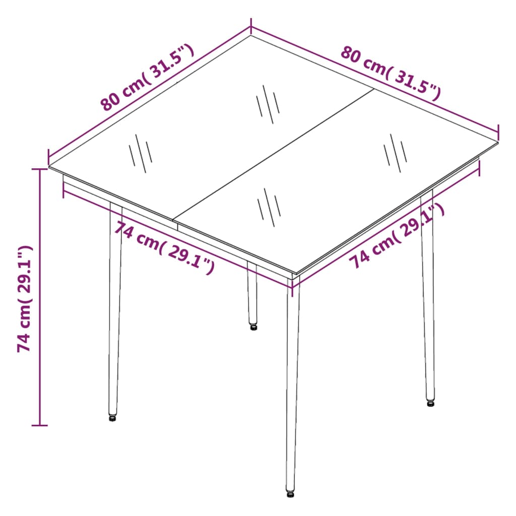 Set da Pranzo per Giardino 5 pz con Cuscini Polyrattan e Vetro