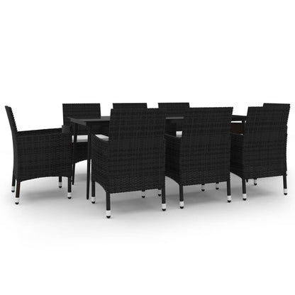 Set da Pranzo per Giardino 9 pz con Cuscini Polyrattan e Vetro - homemem39