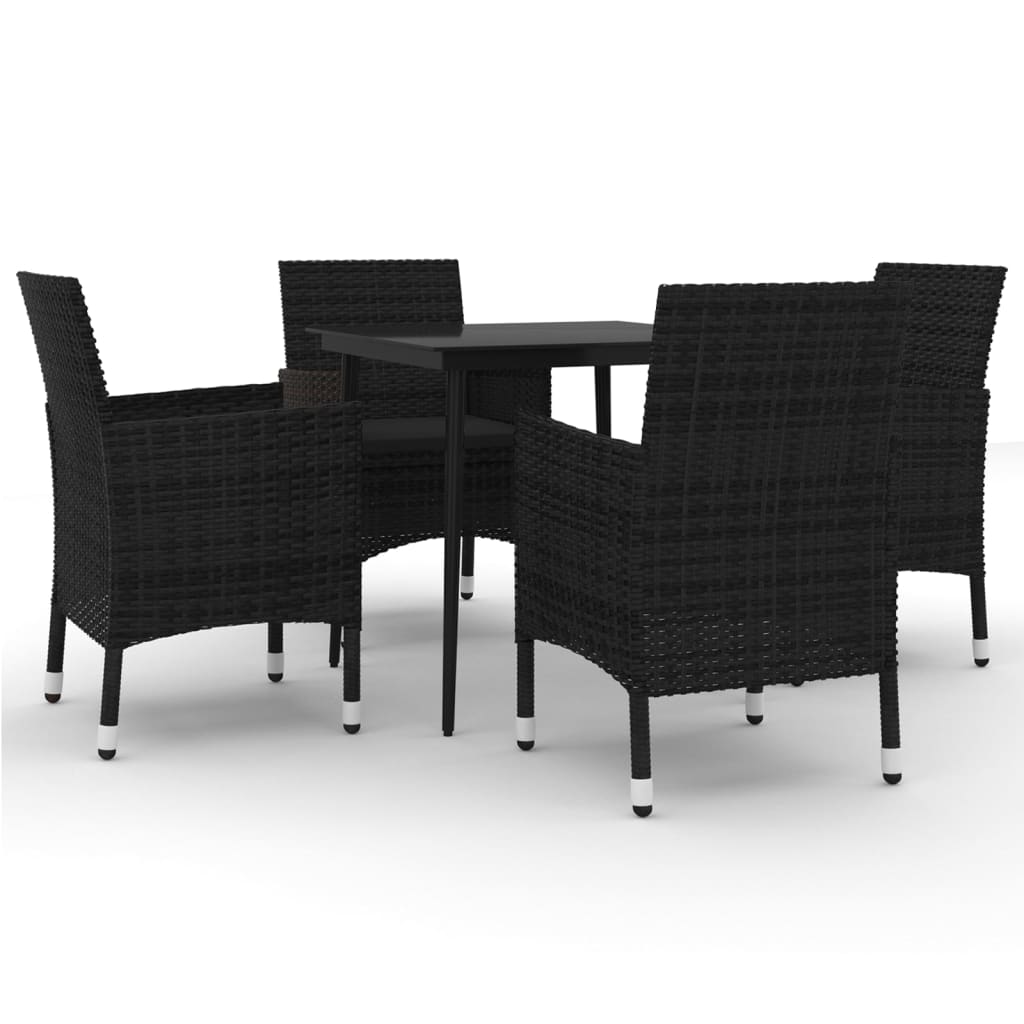Set da Pranzo da Giardino 5 pz con Cuscini Polyrattan e Vetro - homemem39