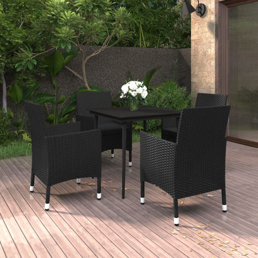 Set da Pranzo da Giardino 5 pz con Cuscini Polyrattan e Vetro - homemem39