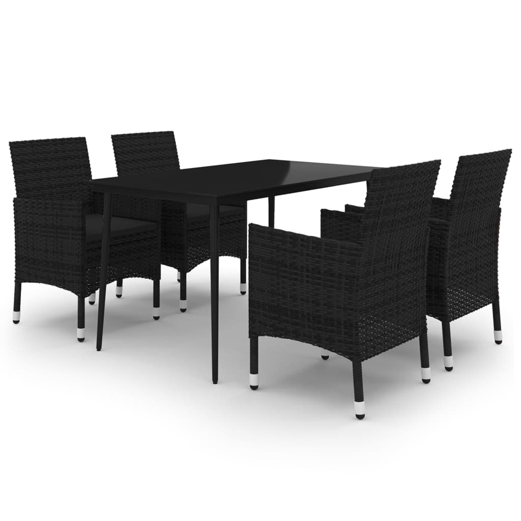 Set da Pranzo per Giardino 5 pz con Cuscini Polyrattan e Vetro - homemem39