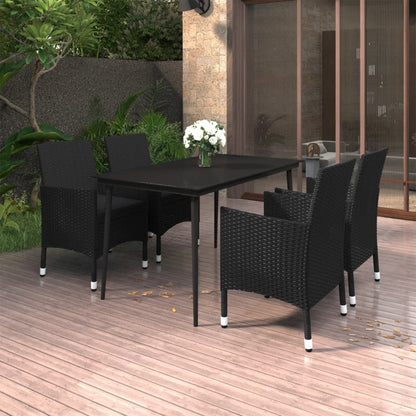 Set da Pranzo per Giardino 5 pz con Cuscini Polyrattan e Vetro - homemem39