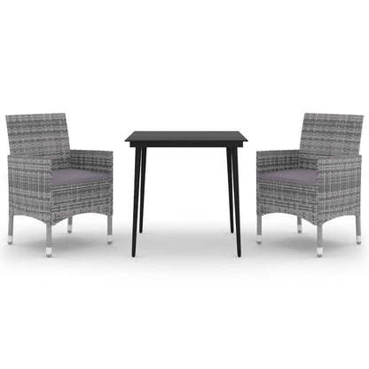 Set da Pranzo per Giardino 3 pz con Cuscini Polyrattan e Vetro - homemem39