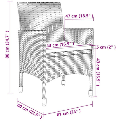 Set da Pranzo per Giardino 9 pz con Cuscini Polyrattan e Vetro | homemem39