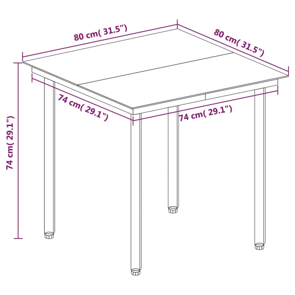 Set da Pranzo per Giardino 5 pz con Cuscini Polyrattan e Vetro