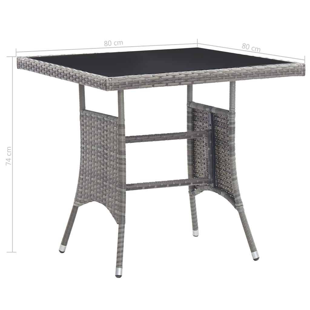 Tavolo da Giardino Grigio 80x80x74 cm in Polyrattan - homemem39