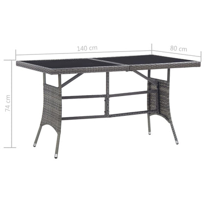 Tavolo da Giardino Grigio 140x80x74 cm in Polyrattan | homemem39