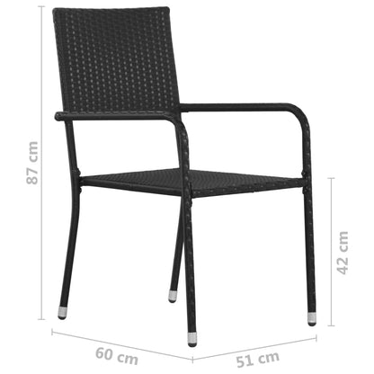 Sedie da Pranzo da Giardino 6pz Impilabili Nere in Polyrattan