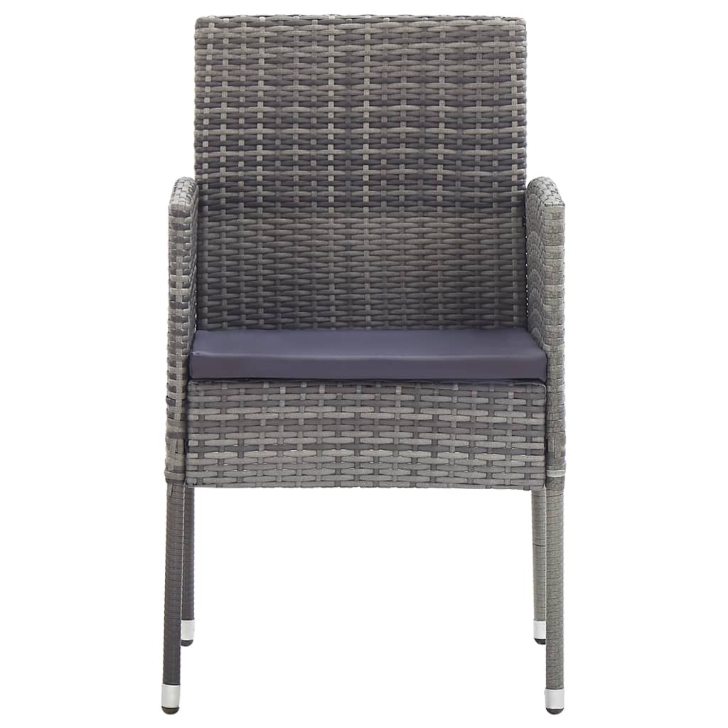 Sedie Giardino con Cuscini Grigio Scuro 2 pz Grigie Polyrattan