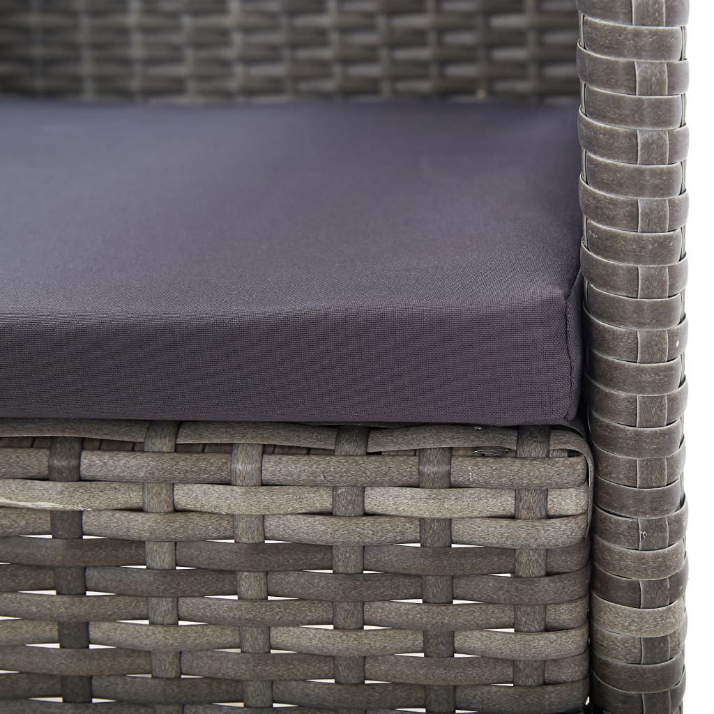 Sedie Giardino con Cuscini Grigio Scuro 2 pz Grigie Polyrattan