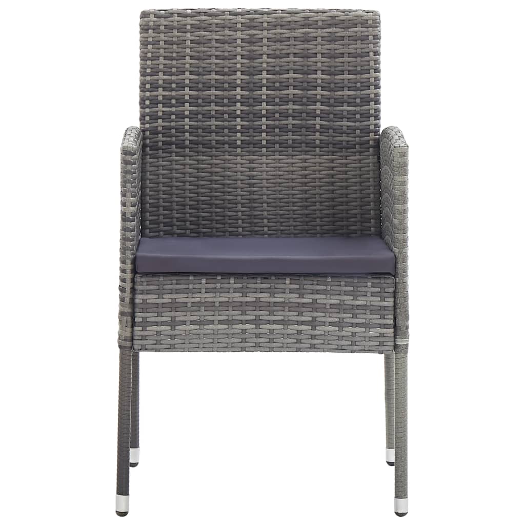 Sedie Giardino con Cuscini Grigio Scuro 4 pz Grigie Polyrattan