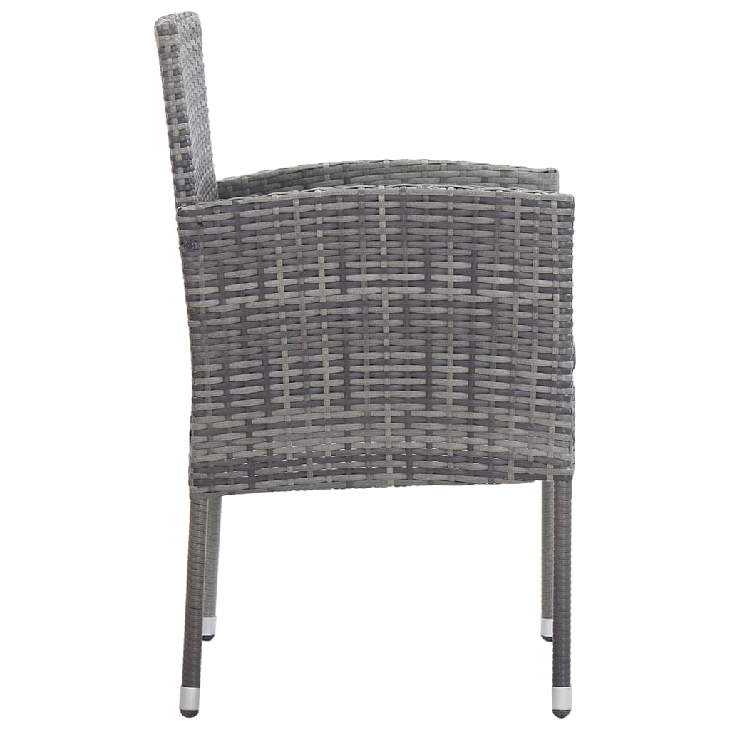 Sedie Giardino con Cuscini Grigio Scuro 4 pz Grigie Polyrattan