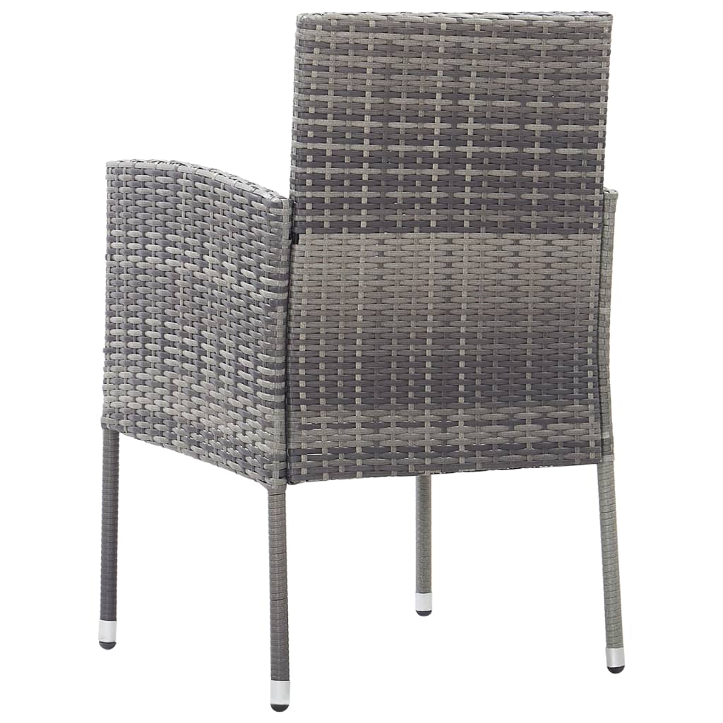 Sedie Giardino con Cuscini Grigio Scuro 4 pz Grigie Polyrattan