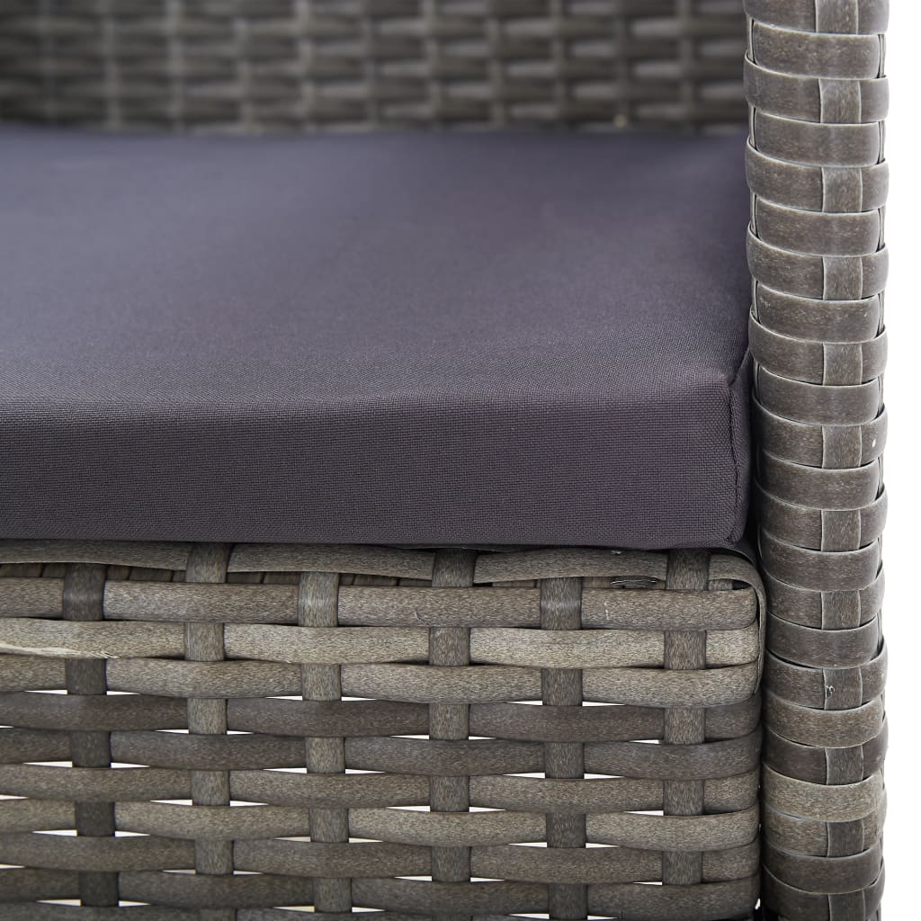 Sedie Giardino con Cuscini Grigio Scuro 4 pz Grigie Polyrattan