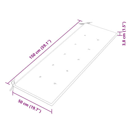 Panchina Batavia con Cuscino Grigio 150 cm Legno Massello Teak - homemem39