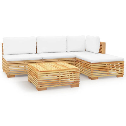 Set Divani da Giardino 5 pz con Cuscini Legno Massello di Teak