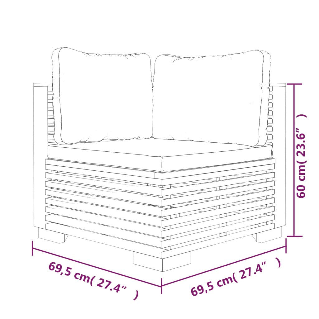 Set Divani da Giardino 5 pz con Cuscini Legno Massello di Teak