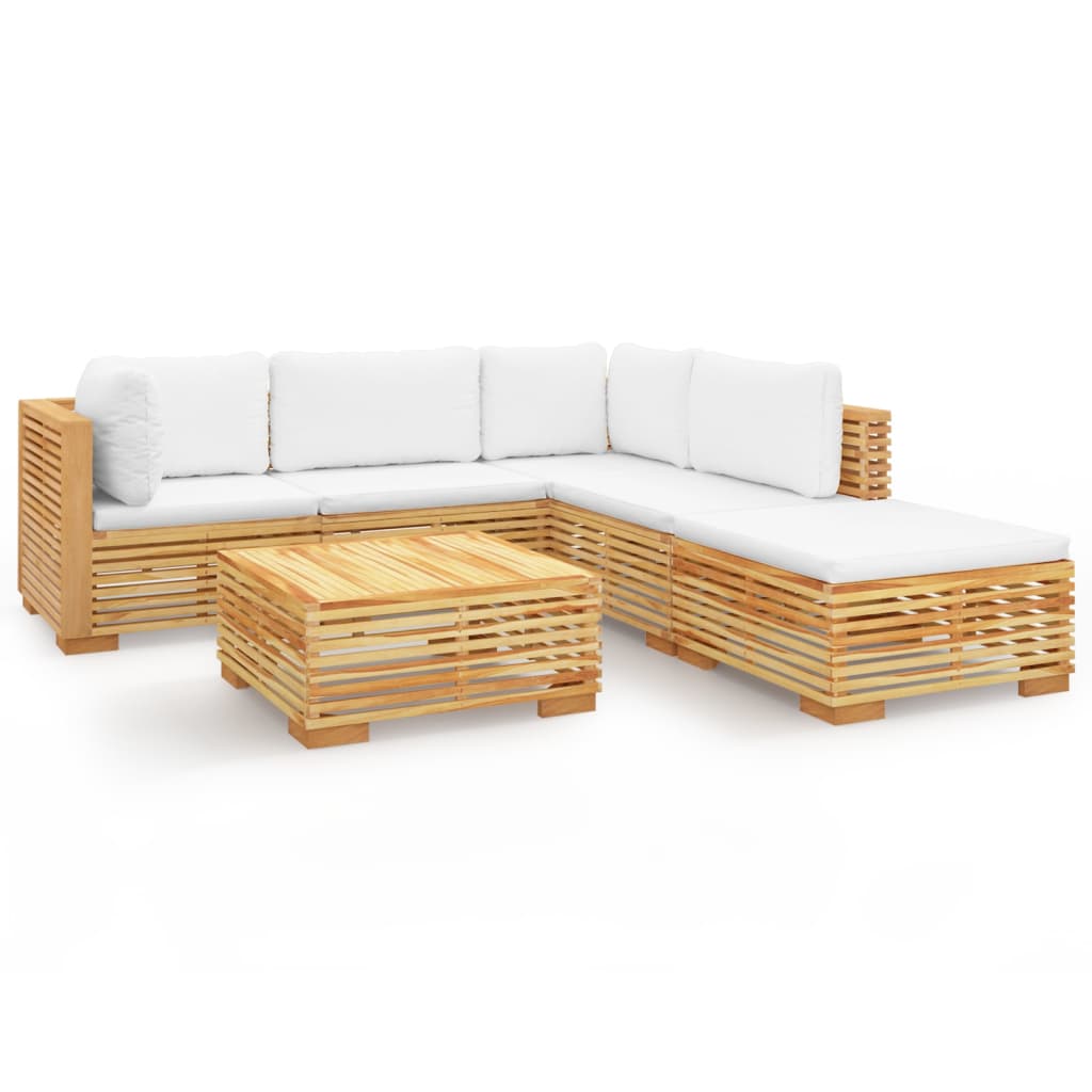 Set Divani da Giardino 6 pz con Cuscini Legno Massello di Teak