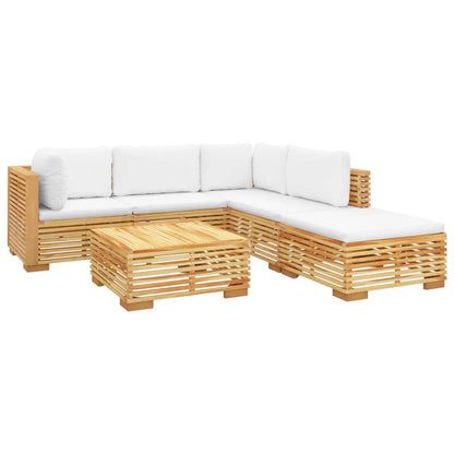 Set Divani da Giardino 6 pz con Cuscini Legno Massello di Teak