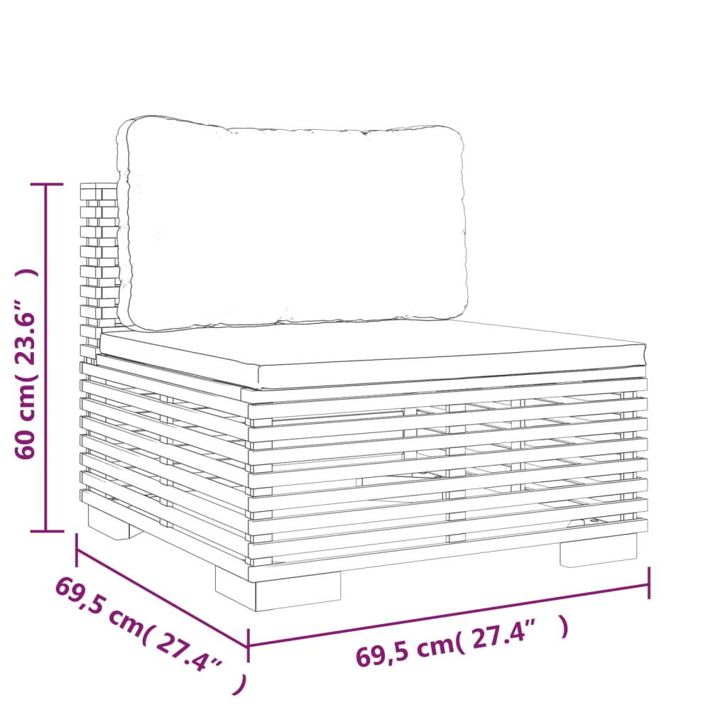 Set Divani da Giardino 7 pz con Cuscini Legno Massello di Teak