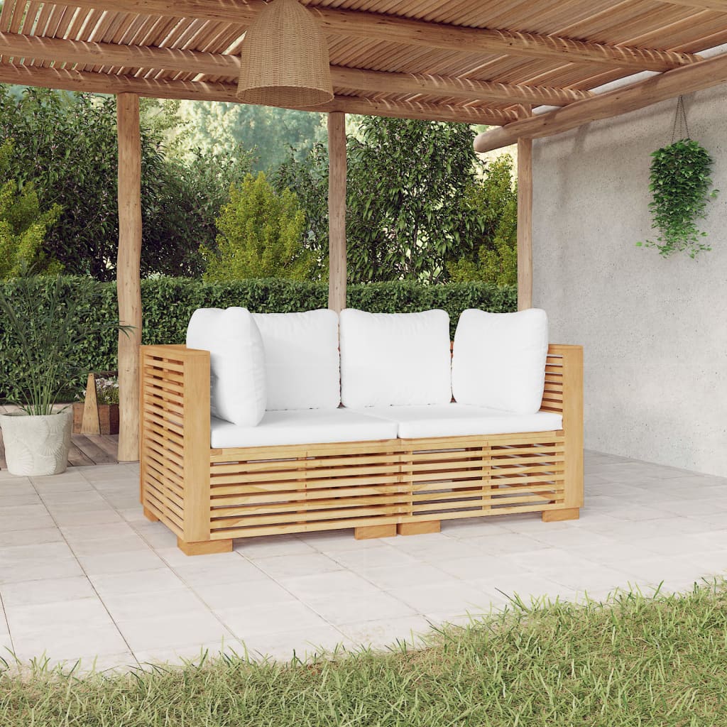 Divani Angolari da Giardino con Cuscini 2pz Legno Massello Teak - homemem39