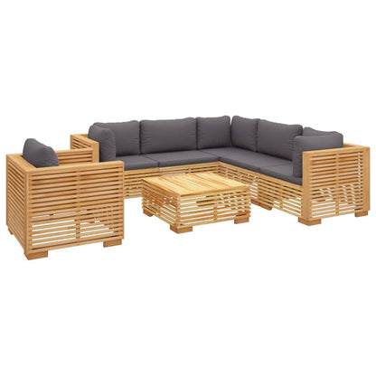 Set Divani da Giardino 7 pz con Cuscini Legno Massello di Teak