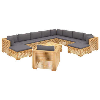 Set Divani da Giardino 12 pz con Cuscini Legno Massello di Teak