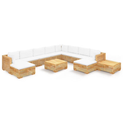 Set Divani da Giardino 12 pz con Cuscini Legno Massello di Teak