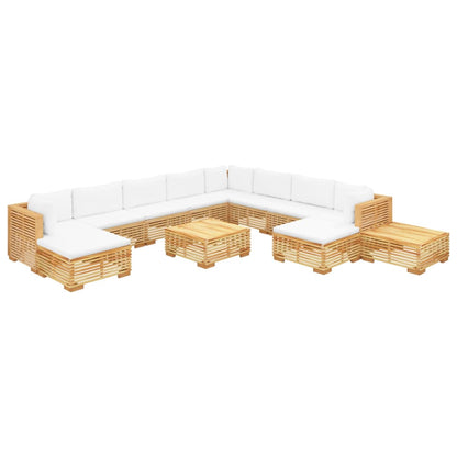 Set Divani da Giardino 12 pz con Cuscini Legno Massello di Teak