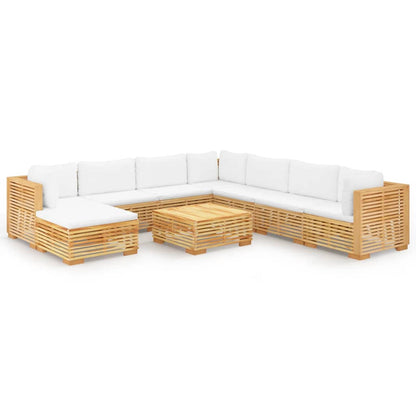 Set Divani da Giardino 9 pz con Cuscini Legno Massello di Teak