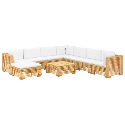 Set Divani da Giardino 9 pz con Cuscini Legno Massello di Teak