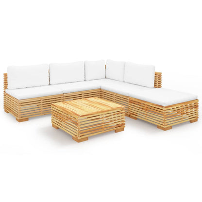 Set Divani da Giardino 6 pz con Cuscini Legno Massello di Teak