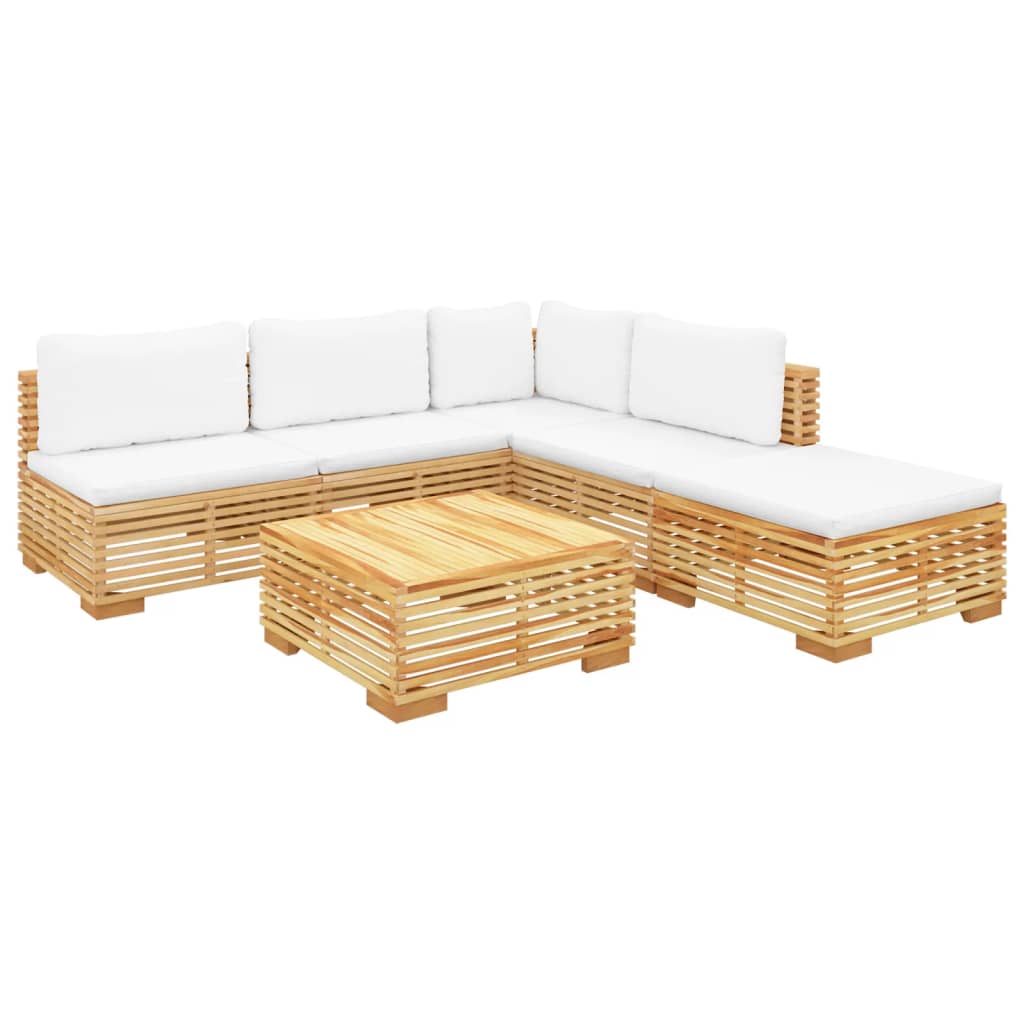 Set Divani da Giardino 6 pz con Cuscini Legno Massello di Teak