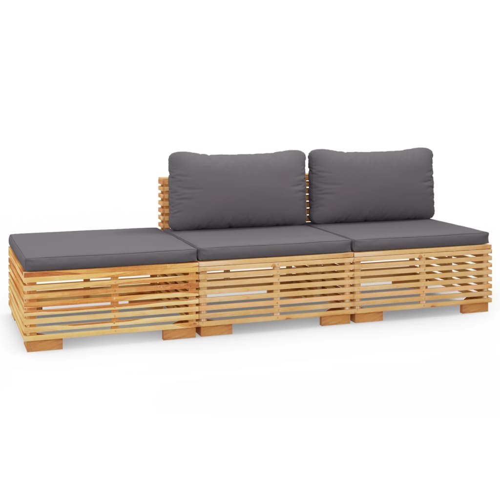 Set Divani da Giardino 3 pz con Cuscini Legno Massello di Teak - homemem39