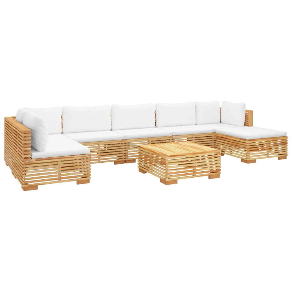 Set Divani da Giardino 8 pz con Cuscini Legno Massello di Teak