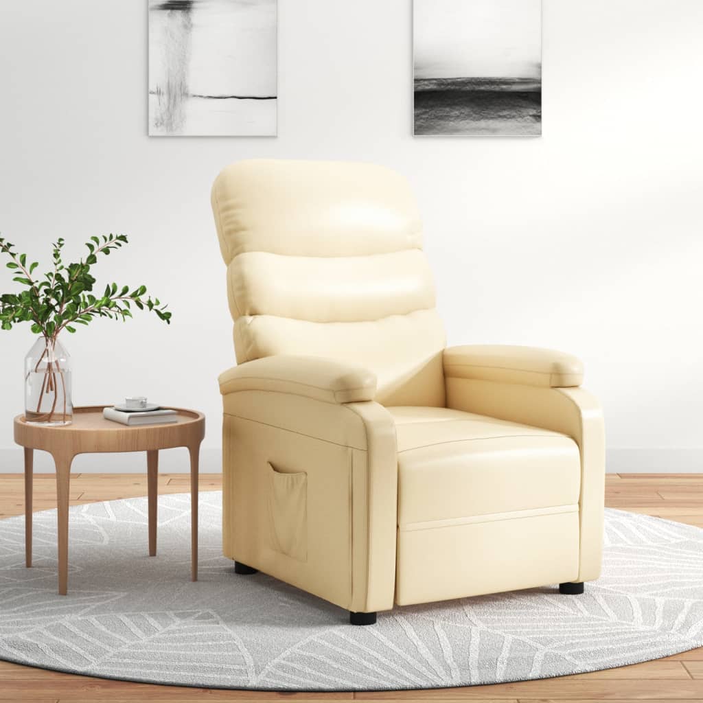 Poltrona Reclinabile Crema in Similpelle | homemem39