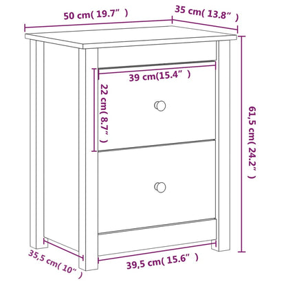 Comodino 50x35x61,5 cm in Legno Massello di Pino