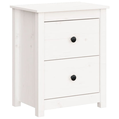 Comodino Bianco 50x35x61,5 cm in Legno Massello di Pino - homemem39