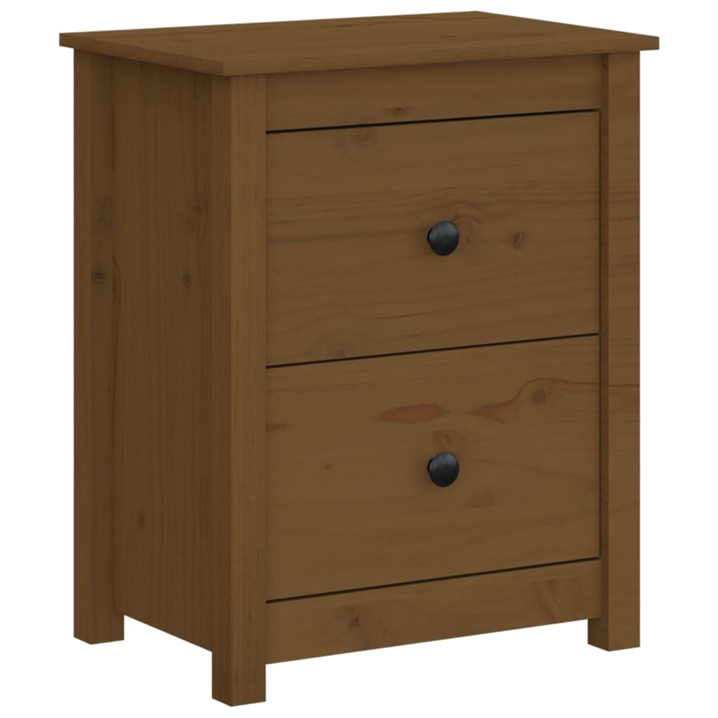 Comodino Marrone Ambra 50x35x61,5 cm in Legno Massello di Pino - homemem39