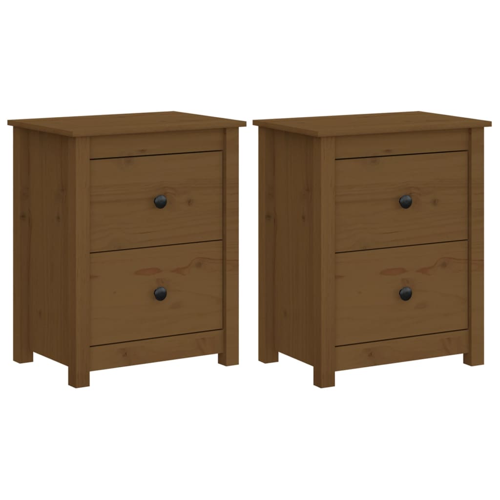 Comodini 2 pz Ambra 50x35x61,5 cm in Legno Massello di Pino - homemem39