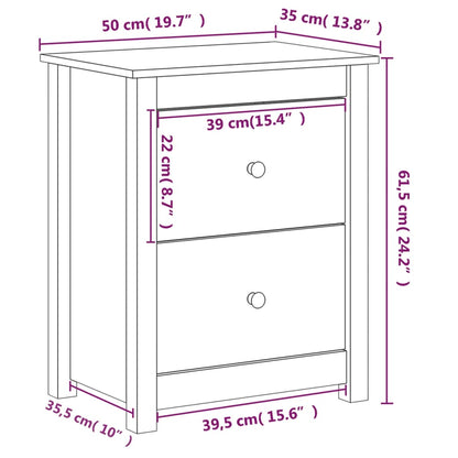 Comodini 2 pz Ambra 50x35x61,5 cm in Legno Massello di Pino - homemem39