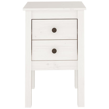 Comodino Bianca 40x35x61,5 cm in Legno Massello di Pino - homemem39