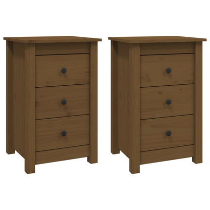 Comodini 2 pz ambra 40x35x61,5 cm in Legno Massello di Pino