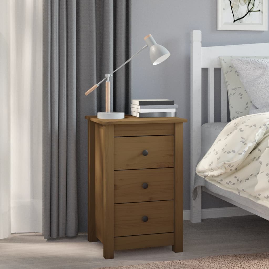 Comodini 2 pz ambra 40x35x61,5 cm in Legno Massello di Pino