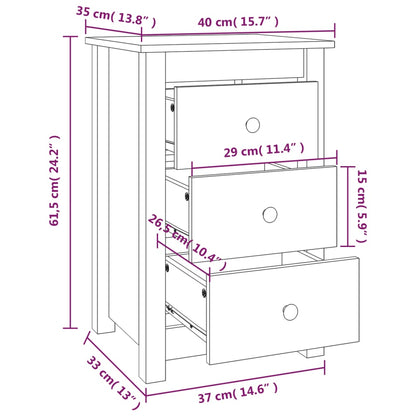 Comodini 2 pz ambra 40x35x61,5 cm in Legno Massello di Pino