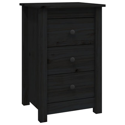 Comodini 2 pz Nera 40x35x61,5 cm in Legno Massello di Pino